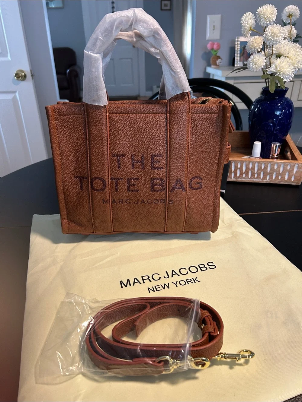 Marc Jacobs Brown Pebbled Leather Tote with Top Handles